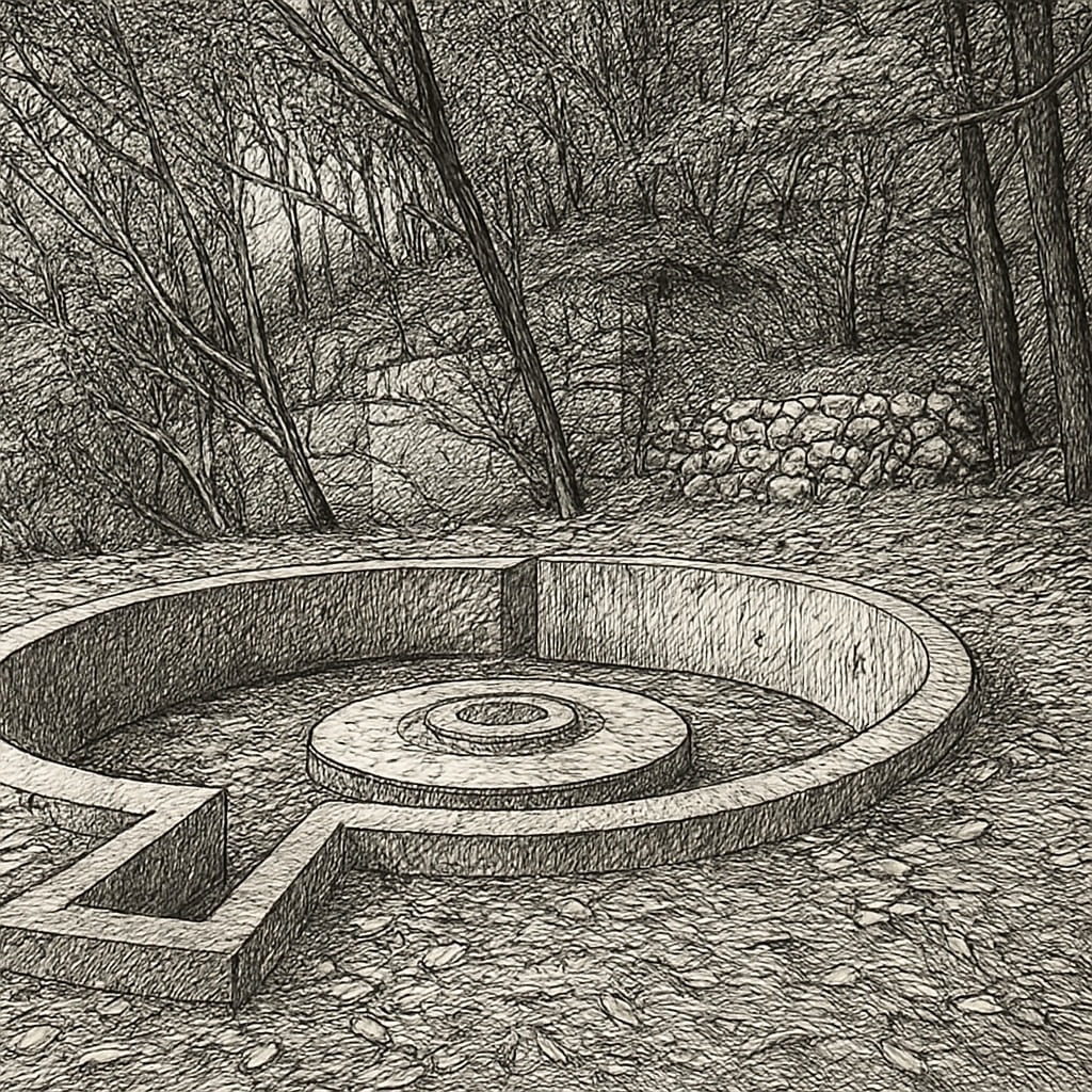 An old abandoned gun emplacement in a quiet forest on Geoje Island