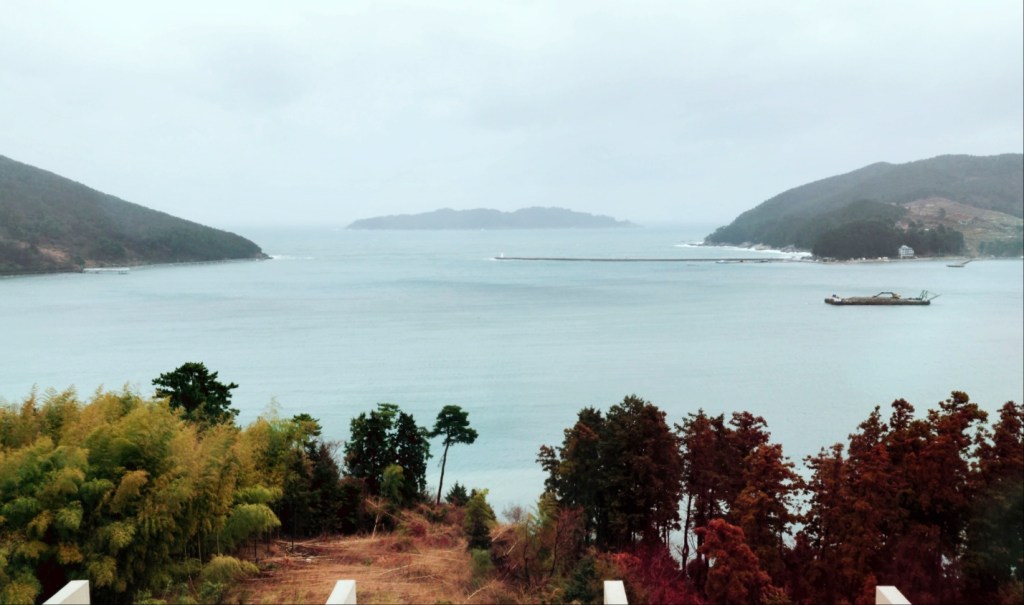 View of Jisimdo and nearby islets from the hotel window in Geoje