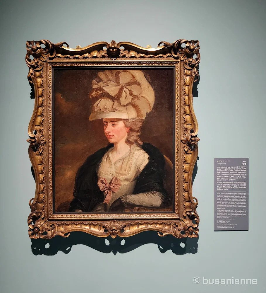 Portrait of Fanny Burney painted by Edward Francisco Burney in 1785, exhibited at Writers Revealed in Busan