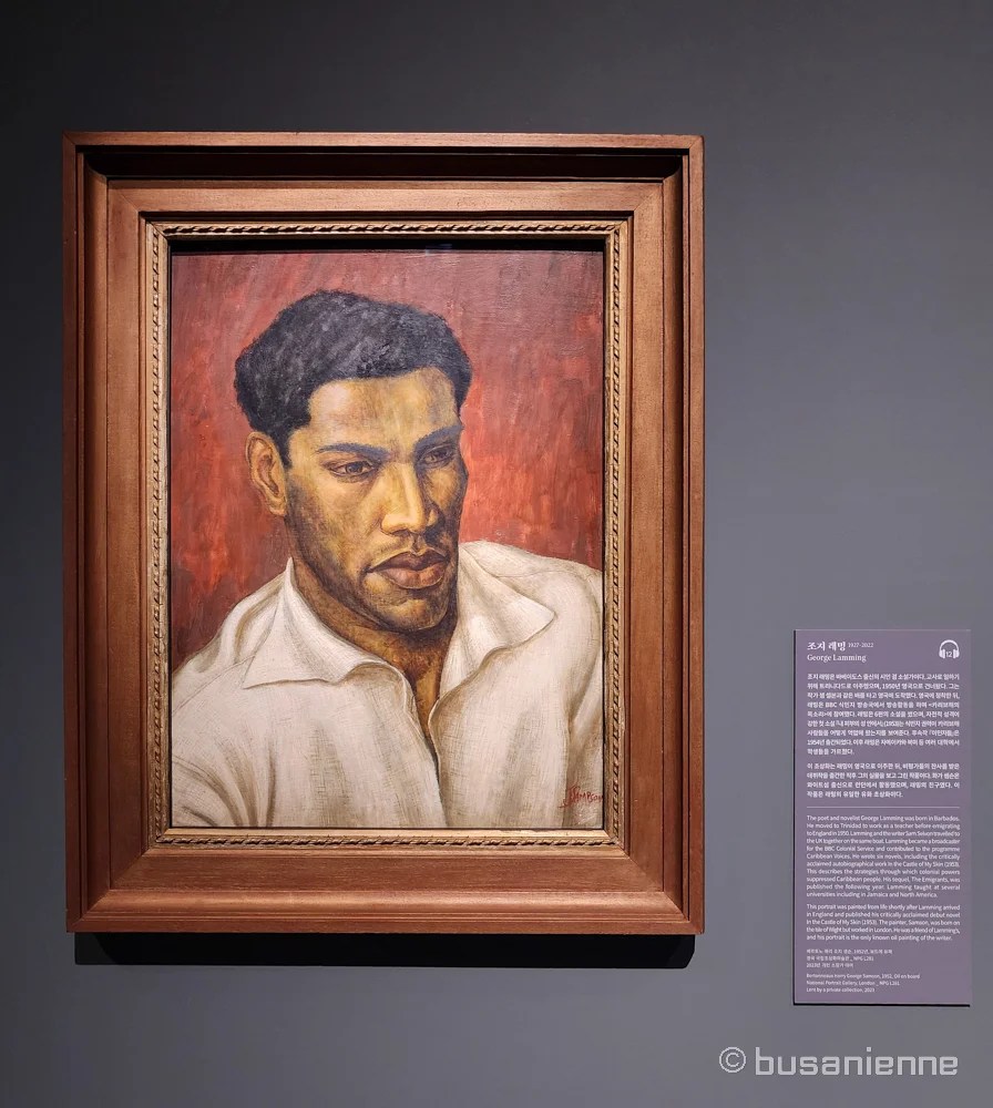 Portrait of George Lamming painted in 1952 by Bertano Heri Samson, shown at Writers Revealed exhibition in Busan