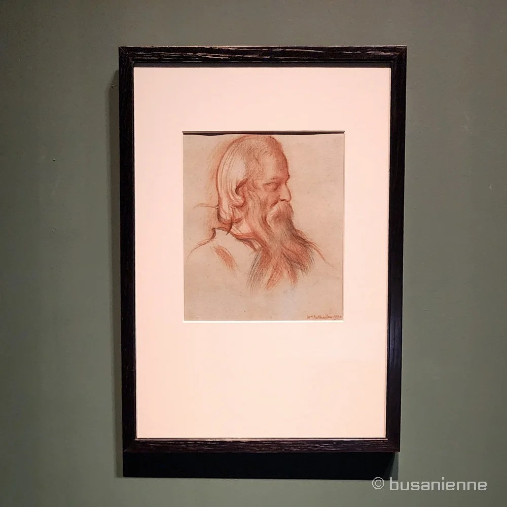 Portrait of Rabindranath Tagore drawn by William Rothenstein in 1930, displayed at the Writers Revealed exhibition in Busan
