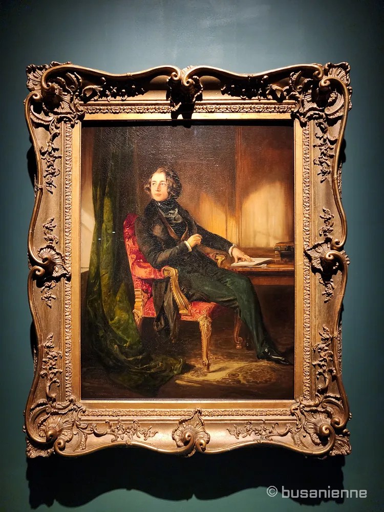 Portrait of Charles Dickens, portrayed by Daniel Maclise in 1839, shown at the Writers Revealed exhibition in Busan.
